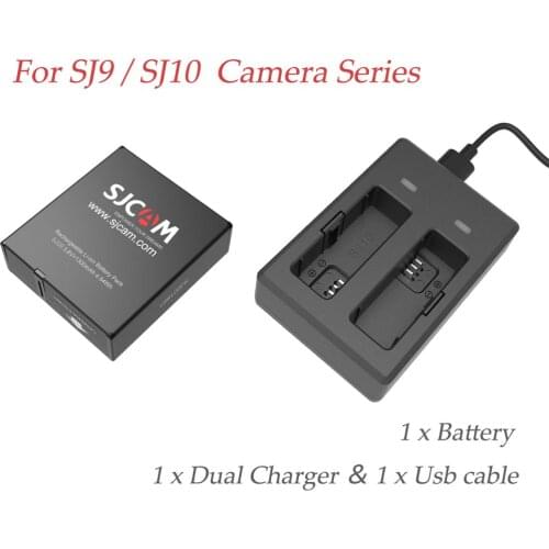 Original SJCAM SJ9/SJ10 Series Accessories Dual Charger + 1 pcs 1200mAh Li-ion Battery For SJ9/SJ10 Action Camera