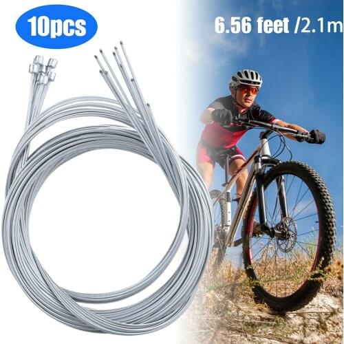 10Pcs Bicycle Shift Shifter Derailleur Gear 2.1m Stainless Steel Rear Inner Cable Wire MTB Mountain Road City Bikes Cycling Part