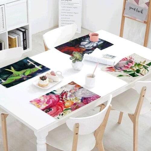 Colourful Plant Pattern Table Mat Kitchen Decoration Cactus Table Napkin For Wedding Table Mat Placemat Dining Accessories