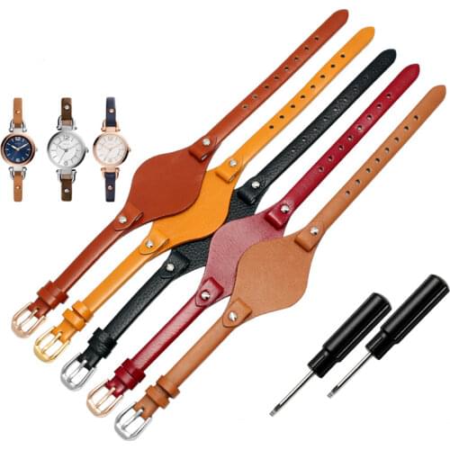 Genuine leather bracelet strap women watchband small belt 8mm for Fossil ES4176 ES4119 ES4026 3262 3077 watch band with mat