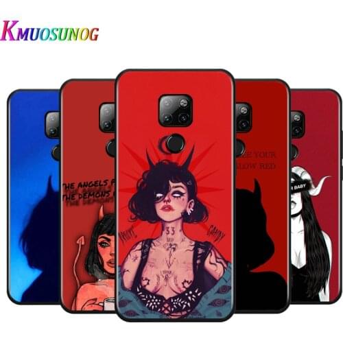 Sexy Devil Woman For Huawei Mate 10 20 20X(5G) 30 40 40RS Nova5i PRO Lite Plus Black Soft Phone Case