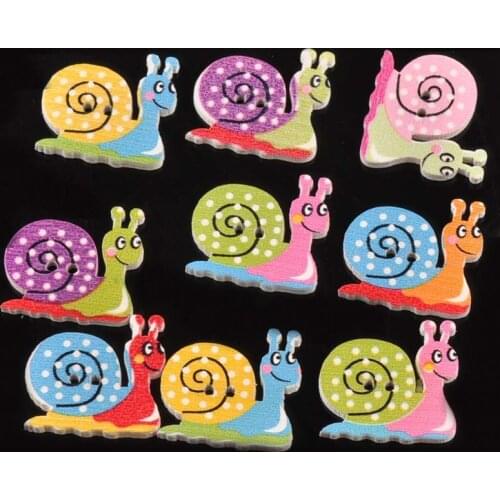 25pcs Apparel Sewing Supplies Mixed Snail Painted Wooden Buttons For Crafts And Scrapbookings DIY Accessories 23x22mm M0987