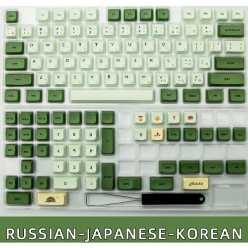 MX Keyboard 104 87 61 Melody 96 KBD75 ID80 GK64 68 SP84 Matcha Dye Sub ZDA PBT Keycap Similar to XDA Japanese Korean Russian