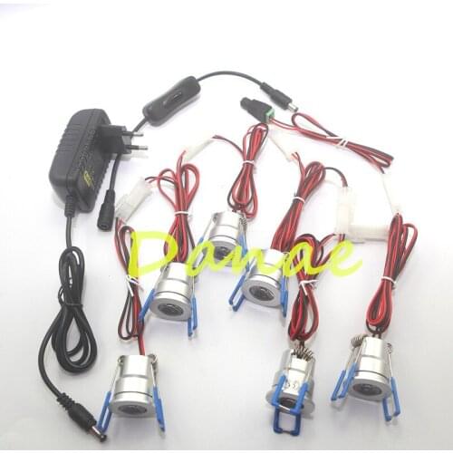 LED Cabinet Lamps Dimmable 6pcs 2.5W 15W LED Spotlight Downlight DC12V for Showcase Kitchen Cupboard Roof Housetop Shoping Mall
