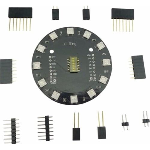 Aihasd WEMOS X-ring 12 Bits WS2812B RGB LED Ring Lamp Light Built-in 12 Colorful LED for ESP8266