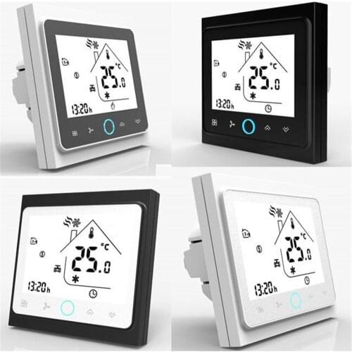 Touch Screen Thermostat For 4 Pipe Fan Coil Room Thermore Gulator Central Air Conditioner Temperature Controller LCD Display