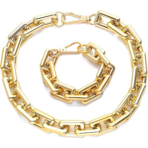 High Quality Punk Boho Lock CCB Chain Necklace Women 2020 Statement Hip Hop Twisted Thick Link Chain Collar Gothic Jewelry