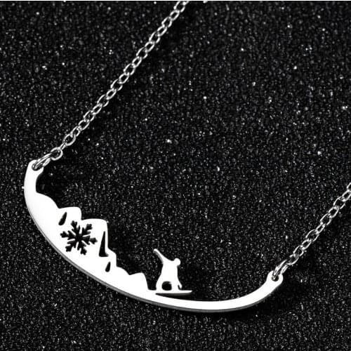 High-end Fashion Low-Priced Sports Couple Jewelry Mens Tide Snowflake Surfing Necklace Stainless Steel Wedding Christmas Gift