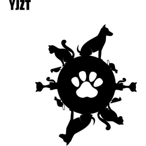 YJZT 16CM*18.7CM Vinyl Car Decal Pet Animal Shop Cat Dog Stickers Black/Silver C10-00516