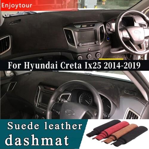 Suede Leather Dashmat Dashboard Cover Dash Mat Carpet Accessories for Hyundai Creta Ix25 2014 2015 2016 2016 2017 2018 2019