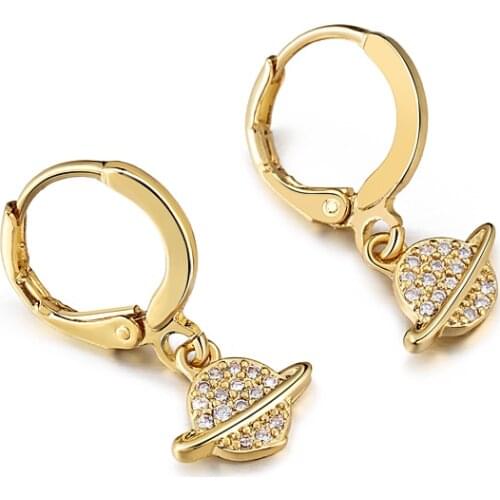MINHIN New Arrival Trendy Fashion Universe Planet Earrings Glittering Cubic ircon Earring For Women Girl Gift