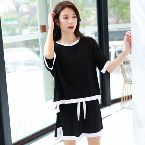 Large Size Sleepwear Two Piece Set Casual Home Clothing Modal Cotton Nightwear Pijamas Suit Loose Summer Pajamas For Women