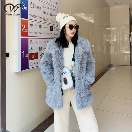 Winter faux fox fur coat women winter coat thick warm female luxurious plush coat ladies lapel faux fur jacket teddy coat WJ451