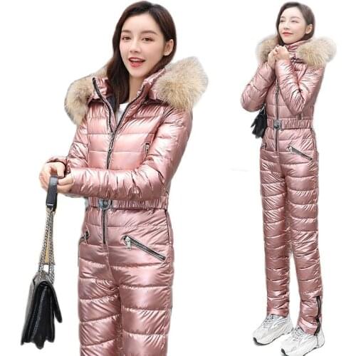 Winter One Piece Ski Suit Women Jackets Jumpsuit Women Hooded Parka Cotton bodysuit Sashes Jumpsuits Zipper Overalls Tracksuits