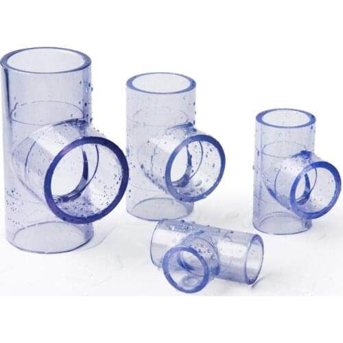 1/2pcs Inner 20-50mm Transparent Tee Connector Aquarium Fish Tank Pipe Adapter Garden Irrigation UPVC Joint Water Pipe Fittings