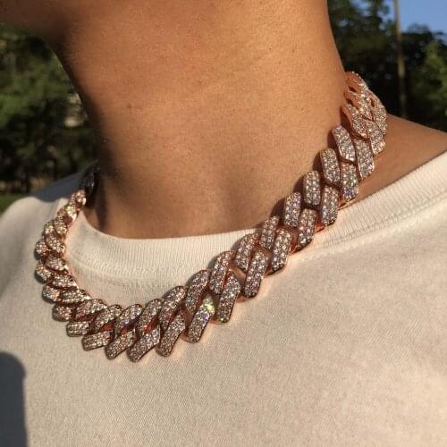 19mm iced out prong cuban link chain hiphop jewelry for men