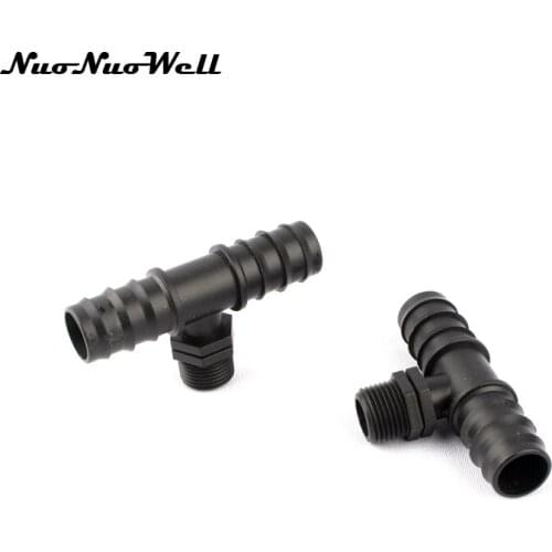 3pcs NuoNuoWell 1/2" Thread to 25mm Barbed Tee Hose Connector Micro Irrigation Water Splitter Garden Veg Plot Drip System
