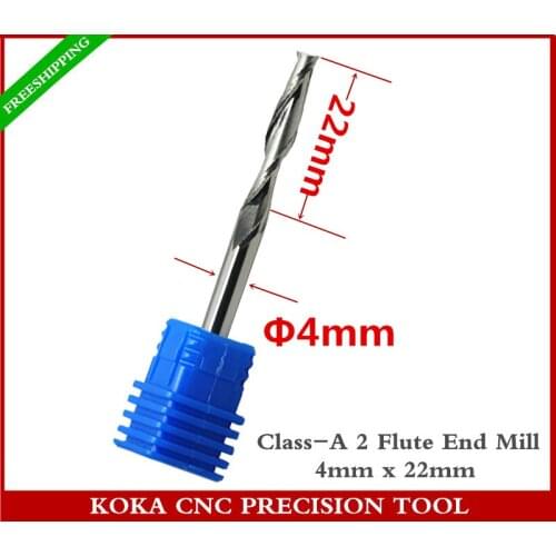 4mm*22mm,Free shipping-10PCS,CNC insert router bit,solid carbide milling,Class-A 2 flute end mill,PVC,MDF,Hard wood,Acrylic