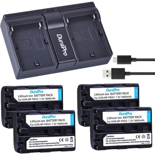 4pc For Sony NP-FM50 NP FM50 Rechargeable Li-ion Batteries + Dual USB Charger For Sony NP-FM51 NP-QM50 NP-FM30 NP-FM55H Camera