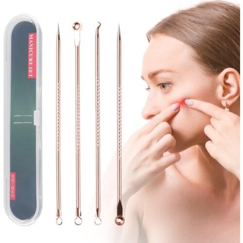4Pcs/Set Stainless Steel Acne Removal Needles Pimple Blackhead Remover Tools Face Skin Care Tools Needles Facial Pore Cleaner