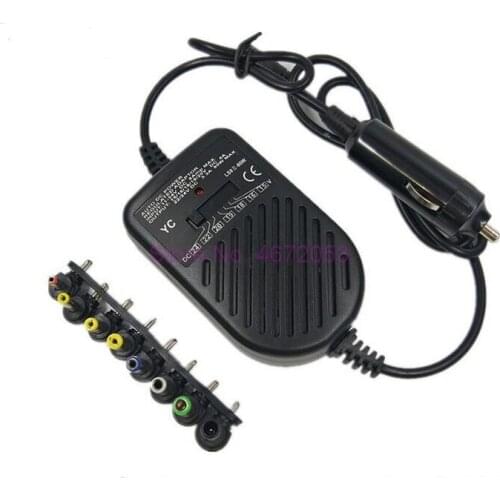 50pcs/lot Universal 80W Power LED Auto Car Charger Adjustable Power Supply Adapter Set 8 Detachable Plugs For Laptop Notebook