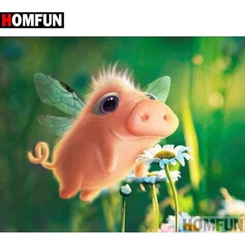 HOMFUN Full Square/Round Drill 5D DIY Diamond Painting "Cartoon flower pig" 3D Diamond Embroidery Cross Stitch Home Decor A18971