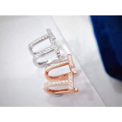 Au750/18k real gold natural diamond earring jewelry for lady&women&gift&party&daily necessities/decoration