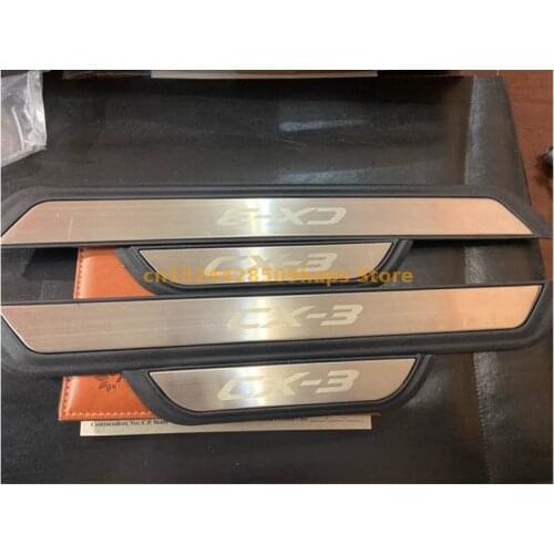Auto Door Sill Scuff Plate Guard Welcome Pedal Cover Stickers Exterior Trim For Mazda CX-3 CX3 2017 2018 Car Styling Accessories