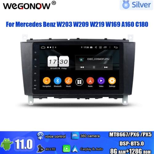 For Mercedes Benz W203 W209 W219 W169 A160 C180 DSP Android10.0 4GB 64GB 8 core Car DVD Player Wifi BT RDS RADIO tuner GPS Map