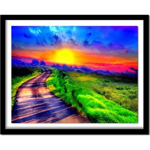Diamond Sunset Handmade Gift Picture Rhinestone Diamond Landscape Needlework Embroidery
