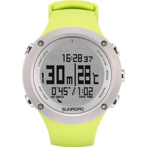 SUNROAD New Diving Sports Mens Watch Compass Altimeter Diving Depth 100M Waterproof Digital Watches Pedometer Wristwatch