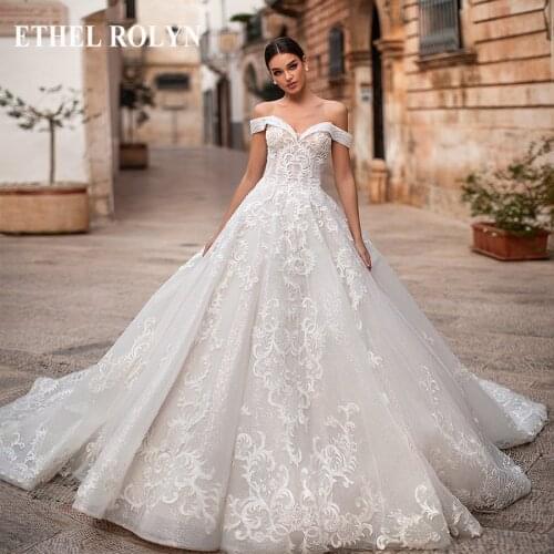ETHEL ROLYN Princess Wedding Dress 2020 Glamorous Sweetheart Shining Beading Appliques Bride Dresses Lace Up A-Line Bridal Gowns
