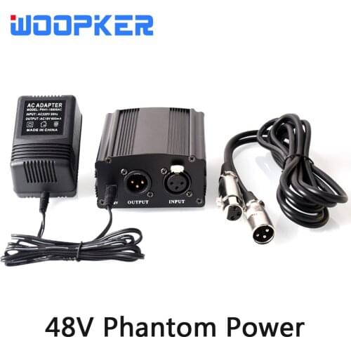 48V Phantom Power Supply with XLR Cable for Condenser Microphone BM 800 858 Audio Recording Karaoke Sound Equipment