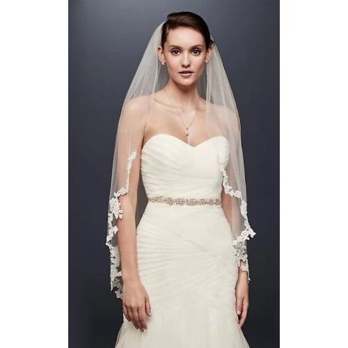 Simple Bridal Veil Voile De Mariee One Layer Tulle Wedding Veil Lace Edge Short Veil Wedding Accessories