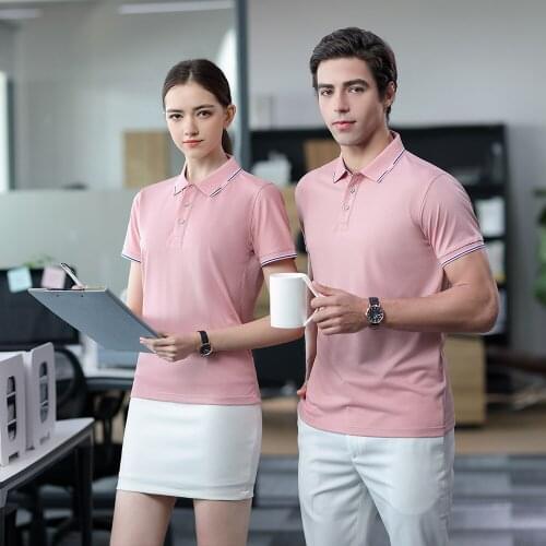 GDS2105 Jacquard Turn Down Collar Tshirt Polo Style Apply To Office Sports Casual Short Sleeved Clothing Unisex In Buttons Fly