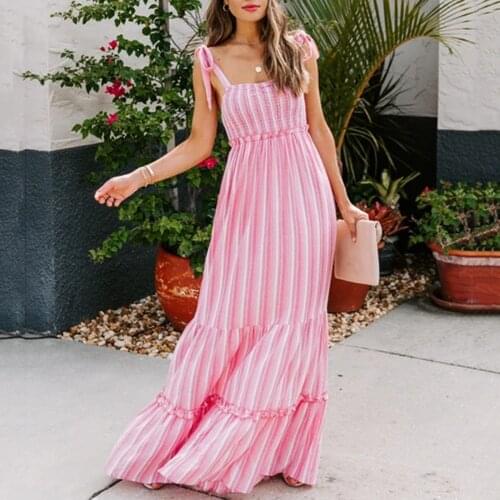 ISHOWTIENDA Summer Striped Dresses