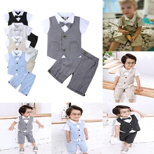 2PCS Baby Boy Clothes Set Infant Gentleman Outfit Kids Summer Boys Clothing Suit Children Wedding Baptism Birthday Gift Costume