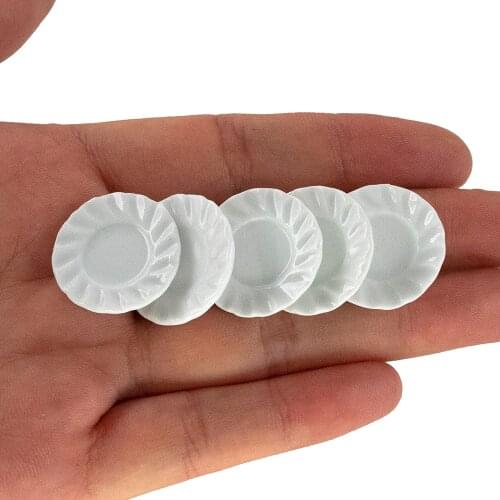 5Pcs 1/12 Doll House Miniature Ceramic Food Plate Simulation Kitchen Dish Model Toys for Mini Decoration Dollhouse Accessories
