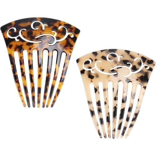 Minimalist French Twist Hair Side Comb Hollow Out Tortoise Shell 7 Teeth Hairpin Vintage Celluloid Acetate Barrette Clip