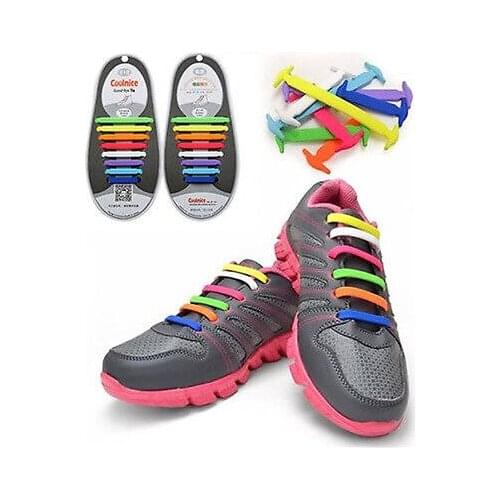 12Pc/Set Fashion Unisex Women Men Athletic Running Easy No Tie Elastic Shoe Lace Silicone Tennis Trainers Shoes Kids Shoelaces