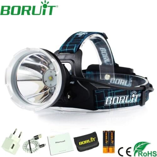 BORUiT B10 XML L2 LED Headlamp Flashlight Big Cup USB Rechargeable Memory Headlight Waterproof Camping Head Torch Light 18650