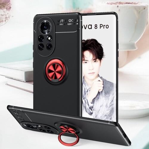 Nova 8 Case For Huawei Nova 8 Pro Case Car Holder Stand Magnetic Bracket TPU Cover For Nova 8 Pro Wite Finger Ring Capa