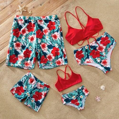 PatPat 2021 New Arrival Summer Family Look Floral Print Matching Swimwears