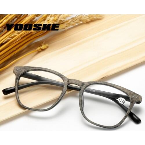 YOOSKE Imitation Wood Grain Reading Glasses Men Vintage Presbyopia Eyeglasses Women Spring Frame +1.0 1.5 2.0 2.5 3.0 3.5 4.0
