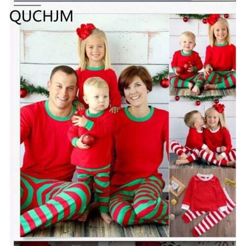 Family Matching Outfits 2019 Family Christmas stripe Pajamas Mother Daughter Clothes Father Son Mom New Year Family clothes Sets