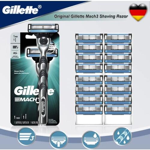 Original Gillette Mach 3 Manual Straight Razor And 3 Layer Replacement Blades Refills For Beard Men Safety Razor Shaving Machine