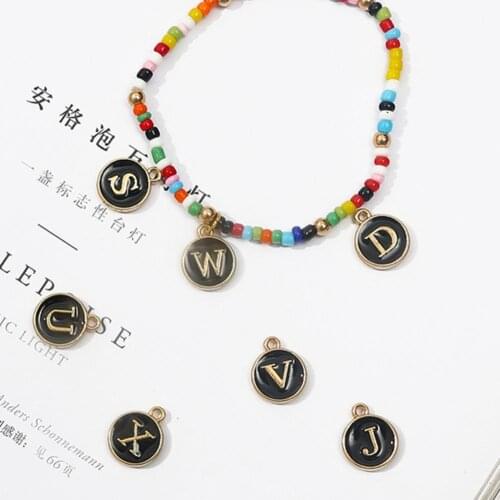 New 12*14mm A-Z Letter Charms Enamel Charms Alphabet Initial Letter Handmade Pendant For Diy Bracelet Jewelry Making Wholesale