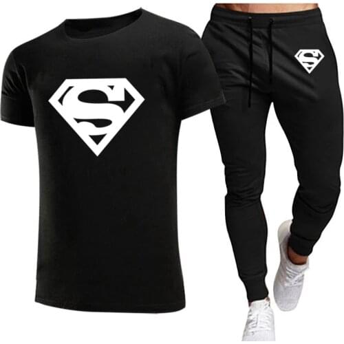 2021Mens Casual Tracksuit Summer Clothes Sportswear Two Piece Set T Shirt Brand Track Clothing Male Sweatsuit Sports Suits New