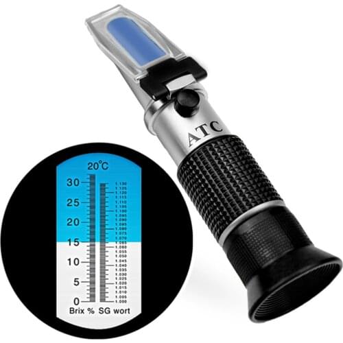 Refractometer Beer Wort Wine Brix Refractometer ATC SG 1.000-1.130 & Brix 0-32%, for Refractometer Sugar Wine Beer Fruit 47%Off