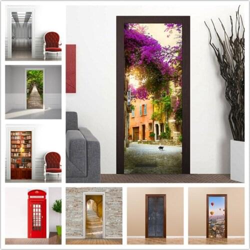 Romantic 3D Door Sticker Home Design Decor Wallpaper on the Doors Self-adhesive Waterproof Posters DIY Mural Decals deursticker